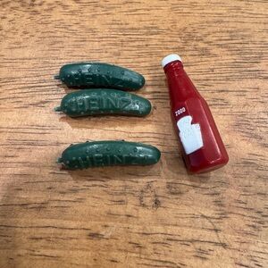 Vintage Heinz Ketchup Pickle Lapel Pins Lot of 4